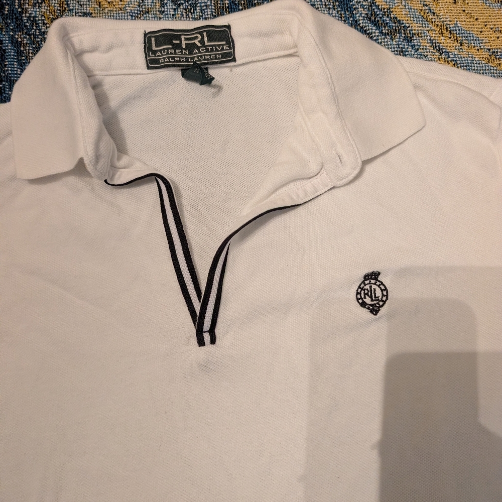 Ralph Lauren White Polo Shirt with Black Trim - Picture 2 of 4